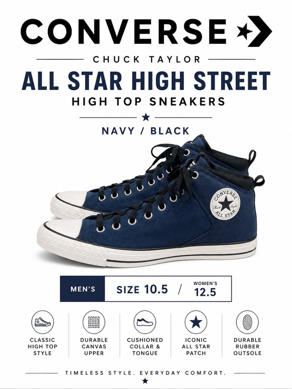 Converse Chuck Taylor All Star High Street Classic High Top Sneakers Navy/Black